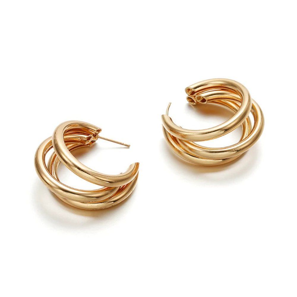 Anthropologie Lauryn Gold Hoop Earrings - Picture 6 of 12